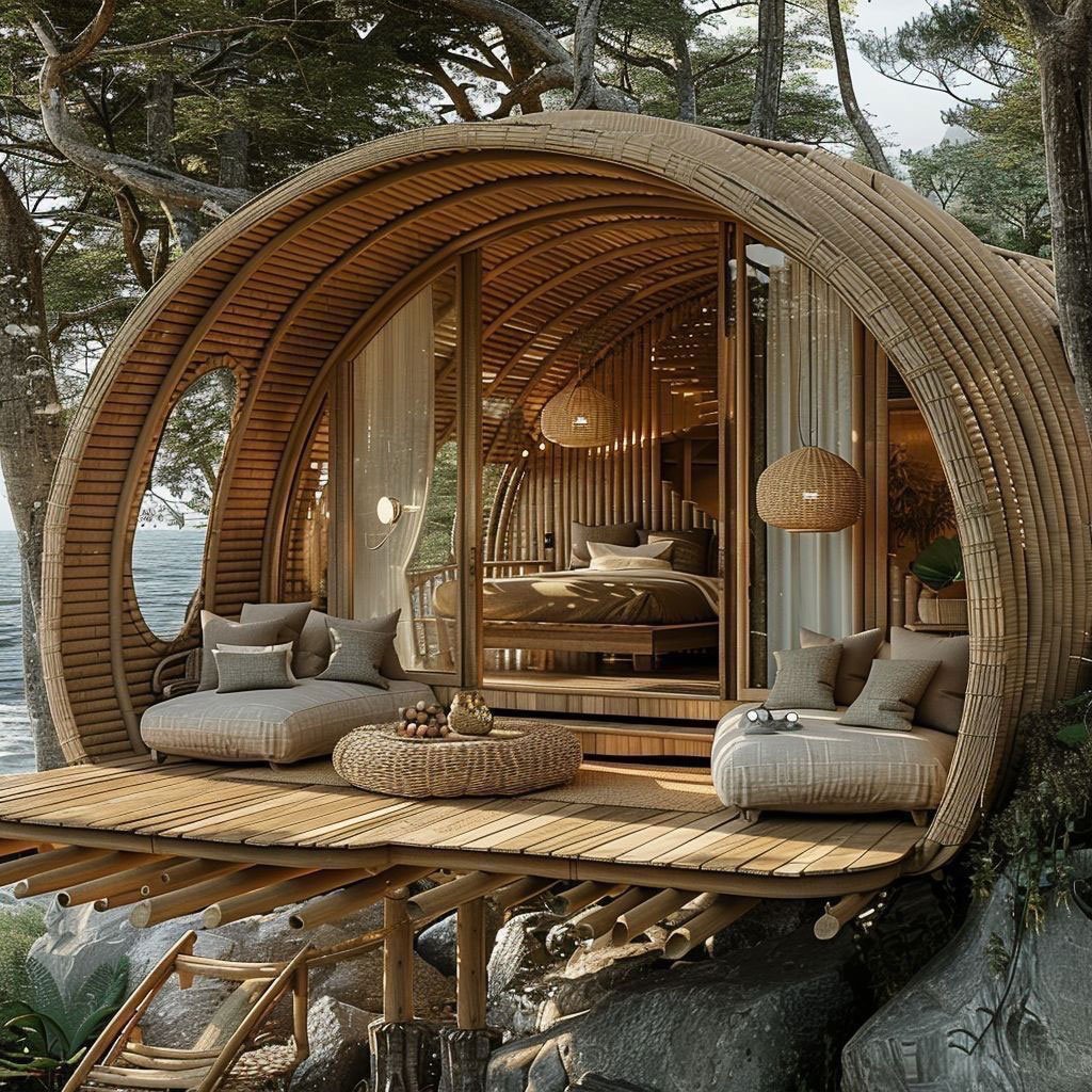 Biophilic architecture with warm light